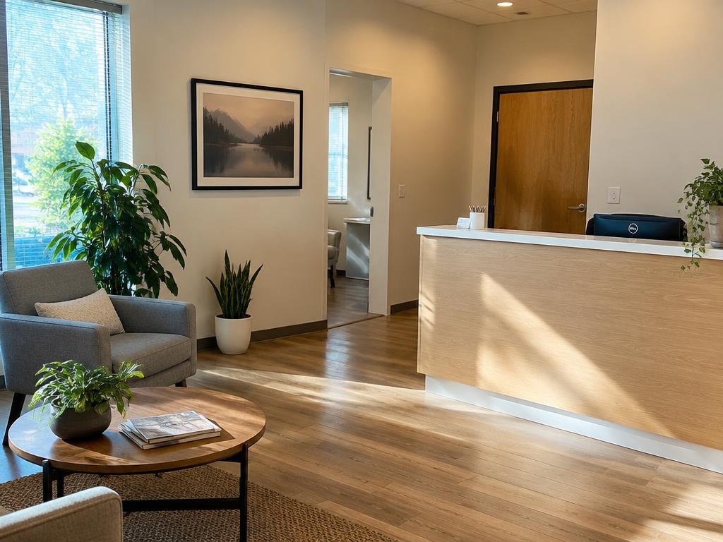 Welcoming professional office reception area representing Kunze Bookkeeping's bookkeeping office in Excelsior Springs, Missouri.