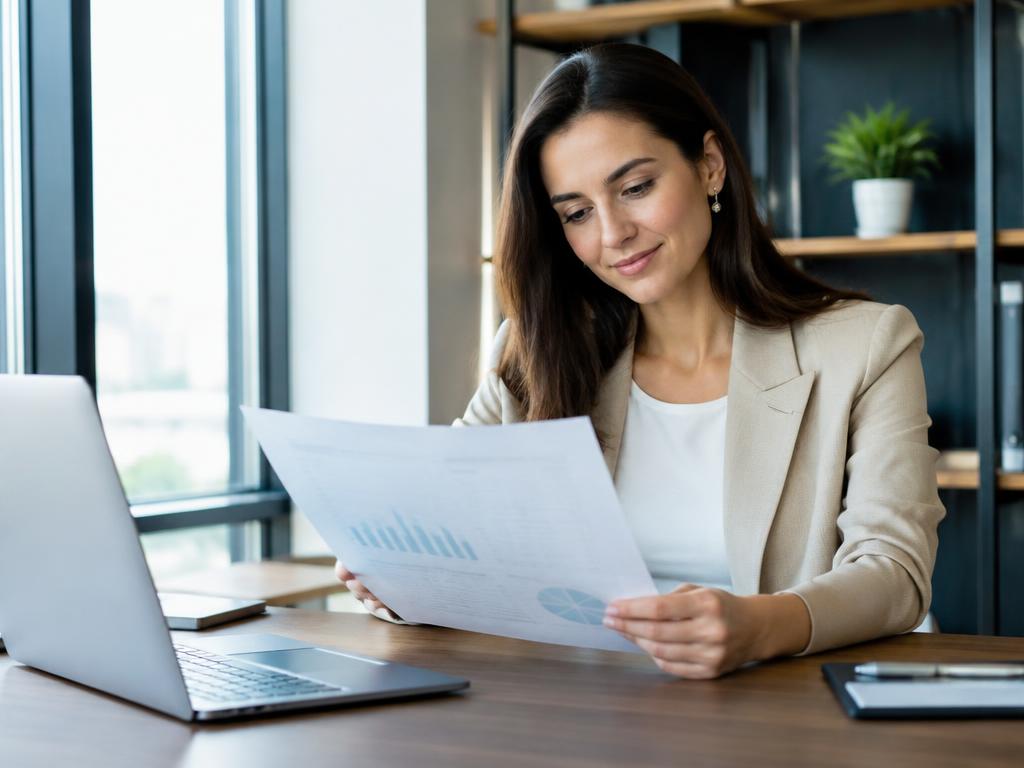 Small business owner reviewing a clear financial report provided by their bookkeeper.